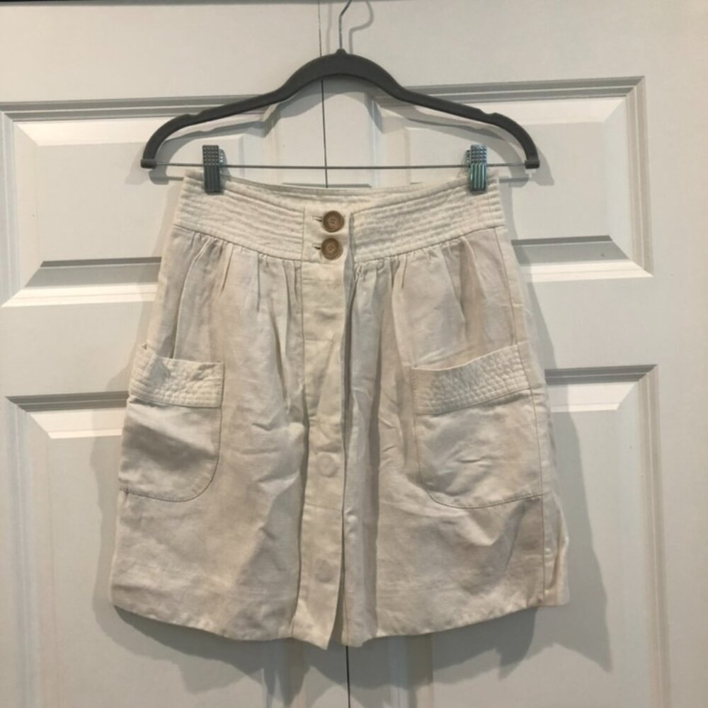 JCrew linen blend pleated mini Button Front